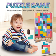 Carica l'immagine nel visualizzatore di Gallery, 3D di Legno Tetris, Cervello Giocattoli con 41 Colorato Blocchi Geometrici, Intelligenza Jigsaw Rompicapo, Regali Educat