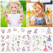Carica l'immagine nel visualizzatore di Gallery, AOOWU Tatuaggi per Bambini, 500+Tatuaggi Temporanei Stickers, Adesivi Tatuaggi Set Temporanei de Unicorno Dinosauro Sire
