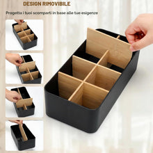 Carica l'immagine nel visualizzatore di Gallery, AiQInu Organizer Scrivania e Portapenne Nero, Porta Penne per Scrivania con 8 Scomparti Rimovibili, Desk Organizer Ufficio per Telecomando, Conservazione Cosmetici, Accessori Scrivania