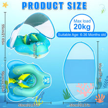 Carica l'immagine nel visualizzatore di Gallery, Salvagente Neonato con Parasole, Salvagente Gonfiabile per Piscina Regolabile Doppio Airbag Anello, Anello di Nuoto per Bambini per Bambini da 6 a 36 Mesi (Blu)