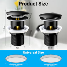 Carica l'immagine nel visualizzatore di Gallery, Aissom Piletta Bidet Click Clack con Troppopieno,Piletta per Scarico Lavabo,Piletta Bidet Universale G1 1/4",per tutti i