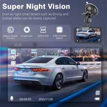Carica l'immagine nel visualizzatore di Gallery, Miden 4K+2.5K Doppia Dashcam,Scheda SD 64G,2160P+1600P UHD Telecamera per Auto,Dash Cam Auto IPS 3.2" con Grandangolo di 336°,G-Sensor,Visione Notturna,WDR,Monitor di Parcheggio,Registrazione in Loop