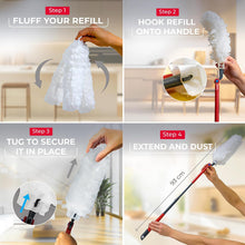 Carica l'immagine nel visualizzatore di Gallery, Vileda Flex&amp;Catch kit catturapolvere con manico lungo e 15 ricambi |Cattura fino a 3 volte più polvere rispetto ai piumini tradizionali | Manico estensibile fino a 93cm | Gancio per fissare il piumino
