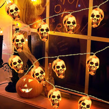 Carica l'immagine nel visualizzatore di Gallery, Catena luminosa a forma di teschio per Halloween, 3 m, 20 LED, catena di luci a forma di teschio, catena luminosa a LED 
