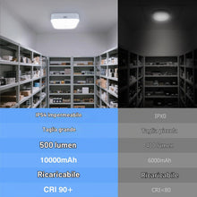 Carica l'immagine nel visualizzatore di Gallery, Toowell Plafoniera LED Soffitto Sensore di Movimento per Luci Senza Fili Lampada da Soffitto Ricaricabile Batteria 5000K
