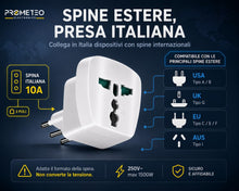 Carica l'immagine nel visualizzatore di Gallery, Adattatore Universale da Viaggio Presa Mondo Spina Italiana 10A 1500W