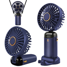 Carica l'immagine nel visualizzatore di Gallery, Jsdoin - Mini ventilatore portatile, ricaricabile tramite USB, 5 velocità, a batteria, pieghevole, da scrivania, con dis