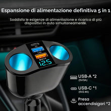 Carica l'immagine nel visualizzatore di Gallery, Sdoppiatore Accendisigari Auto, 120W Accendisigari USB,Multipresa