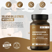 Carica l'immagine nel visualizzatore di Gallery, Ashwagandha KSM-66® con Piperina 240 Capsule 4 Mesi 600 mg al Giorno per Stress Cortisolo Sonno Focus Relax Equilibrio M
