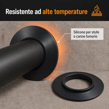 Carica l'immagine nel visualizzatore di Gallery, TYGERIX® Rosone Coprimuro in Silicone Nero da 80 mm | Rosetta Flessibile per Copertura Tubi di Caldaie Stufe e Qualsiasi