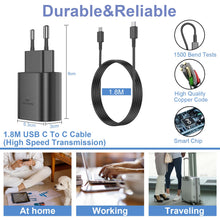 Carica l&#39;immagine nel visualizzatore di Gallery, Caricabatterie Sumsamg 25W,Caricatore USB C Rapido a doppia porta per Sumsamg Galaxy S22/S22 Ultra/S21 Ultra 5G/S21 FE/S20/S10/S9/A13,Caricabatterie Sumsamg Veloce con Tipo C Cavo