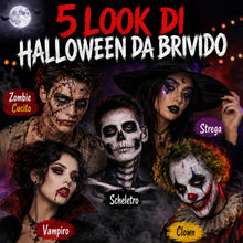 Carica l'immagine nel visualizzatore di Gallery, Trucchi Bianco Nero Halloween Make Up Adulti Bambini Sangue Finto Kit