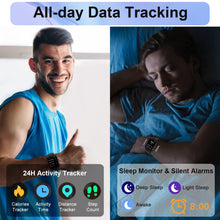 Carica l'immagine nel visualizzatore di Gallery, Smartwatch Uomo Donna, 1.95" Orologio Smartwatch con Chiamate Bluetooth, 110+ Modalità Sportive Fitness Tracker, Contapassi Watch con Sonno Cardiofrequenzimetro, IP68 Smart Watch per Android iOS, Nero
