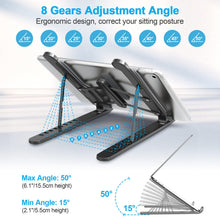 Carica l'immagine nel visualizzatore di Gallery, AOVUYCK-Store Supporto PC Portatile, 8 Livelli Regolabile &amp; Raffreddamento Porta PC, Pieghevole in Plastica e Silicone Laptop Stand per Computer Portatili e Tablet (10-15,6’’)