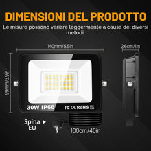 Carica l'immagine nel visualizzatore di Gallery, RIGIDON 2 x Faretto LED da Esterno con Spina, 30W 3000LM Fari di Sicurezza
