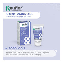 Carica l'immagine nel visualizzatore di Gallery, Reuflor Immuno D3 Gocce Fermenti Lattici Vivi Vitamina D3 Per Bambini, 5 ml