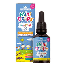 Carica l'immagine nel visualizzatore di Gallery, Natures Aid Mini Drops Vitamina D3 50ml per Neonati e Bambini, Supporto per Ossa, Denti e Sistema Immunitario, Senza Zuc