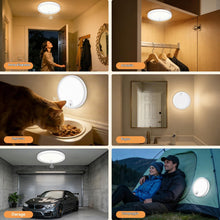 Carica l'immagine nel visualizzatore di Gallery, Lampada da soffitto a batteria con sensore di movimento, lampada da soffitto LED wireless per interni, dimmerabile con b