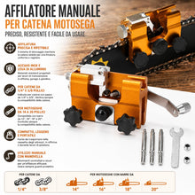 Carica l'immagine nel visualizzatore di Gallery, Topolenashop Affilatore Manuale Portatile per Catena Motosega 1/4" e 3/8" – Strumento in Acciaio Inox e Alluminio per Mo