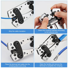 Carica l'immagine nel visualizzatore di Gallery, Pinza Crimpatrice Capicorda, Pinza Cavi Capicorda Elettrici Batteria, Strumento per Crimpare Fili Elettrico Capicorda, C