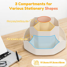 Carica l'immagine nel visualizzatore di Gallery, Euqvunn Porta Penne per Scrivania Rotante, Organizer Scrivania con 9 Scomparti Indipendenti, Organizzatore Scrivania 360° Salvaspazio Ideale, Moderna Accessori Scrivania in Ordine(Beige)