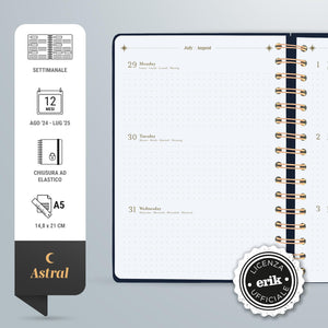 Grupo Erik: Diario Scuola 2024 2025 Astrale, Agenda settimanale A5 12 mesi, 14,8 x 21 cm, Agenda Weekly Planner 2024 2025, Agenda Astrologica 2024 2025