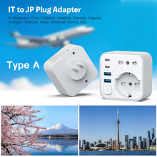 Carica l'immagine nel visualizzatore di Gallery, Adattatore Presa Giappone, 6 in 1 Adattatore Giappone Italiano con 4 USB, per Cina, Filippine, America, Canada, 3680W, S