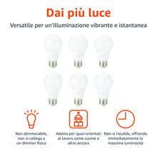 Carica l'immagine nel visualizzatore di Gallery, Amazon Basics Lampadina Edison a LED E27 con attacco a vite, 8 W (equivalenti a 60 W) bianco caldo, Non Dimmerabile (con