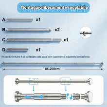 Carica l'immagine nel visualizzatore di Gallery, Carehabi Bastone Tenda a Pressione Tenda Doccia 85-200cm Ø 25 mm Asta Appendiabiti per Armadio per Tendaggi Doccia Apert