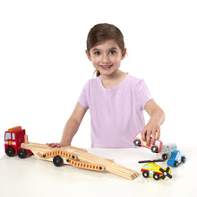 Carica l&#39;immagine nel visualizzatore di Gallery, Melissa &amp; Doug Carro Attrezzi Giocattolo 5 Pezzi Elicottero, Ambulanza, Macchina Polizia e Camion dei Pompieri | Giochi in legno | Camion per Bambini dai 3 ai 6 anni