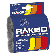 Carica l'immagine nel visualizzatore di Gallery, RAKSO Lana d'acciaio, lucidatura fai da te e tamponi abrasivi, fini, medi, grossolani, 3 tamponi, spugne abrasive per le