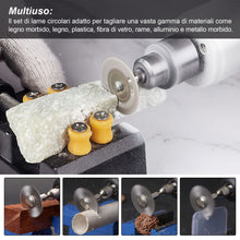 Carica l'immagine nel visualizzatore di Gallery, 9 Pezzi Dischi da Taglio per Dremel, Mini Lame per Seghe Circolari HSS, Dischi Diamantati e da Taglio di Resina, Utensil