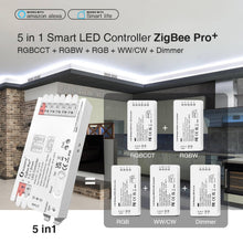 Carica l'immagine nel visualizzatore di Gallery, GLEDOPTO Controller LED ZigBee 3.0 Pro+ 5 in 1 RGBCCT RGBW CCT, 12-24 V 20 A (15 A per canale), dimmer 1-100% senza sfar