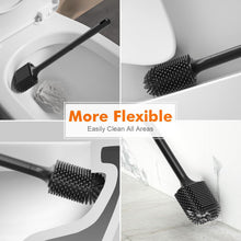 Carica l'immagine nel visualizzatore di Gallery, Ibergrif Scopino Bagno WC Silicone con Supporto, Spazzolone Bagno WC, Nero
