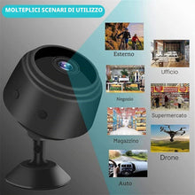Carica l'immagine nel visualizzatore di Gallery, Generico Mini Telecamera A9 WiFi 1080P, App Ftycampro, Visione Notturna IR, Rilevamento Movimento, Registrazione su Micr