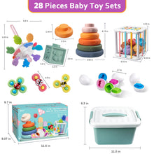 Carica l'immagine nel visualizzatore di Gallery, Weilim Giochi per bambini dai 6 ai 12 mesi, giochi Montessori per neonati, giocattoli sensoriali, giocattoli da bagno 6 in 1 con blocchi e anelli impilabili, uova da abbinare