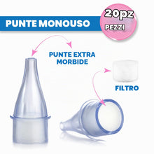 Carica l'immagine nel visualizzatore di Gallery, Optinell 20 Ricambi Morbidi per Aspiratore Nasale Neonato e Bambini – Beccucci Usa e Getta con Filtro Igienico per Aspir