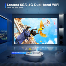 Carica l'immagine nel visualizzatore di Gallery, Mini Proiettore Portatile, XuanPad 18000L Proiettore WiFi Bluetooth, 2024 Aggiornato Videoproiettore HD 1080P Supporto, Zoom 100%-50%, Proiettore Home Theater per TV Stick/HDMI/USB/AV/Laptop/Telefono