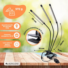 Carica l'immagine nel visualizzatore di Gallery, Mobiclinic®, Lampada per piante, Growflex, 3 modalità, 6000k, 10 livelli di luminosità, Spettro completo, Timer, Rotazio