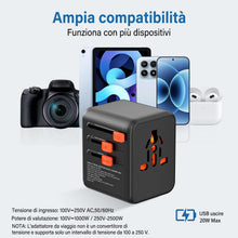 Carica l'immagine nel visualizzatore di Gallery, Adattatore Universale da Viaggio con 2 USB-C e 2 USB-A (PD 20W)