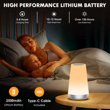 Carica l'immagine nel visualizzatore di Gallery, Auxmir Luce Notturna Bambini, Lampada da Comodino, Lampada LED Colorata con 13 Colori, Luminosità Regolabile, 3 Modi d’Illuminazione, Touch e Telecomando, Batteria Ricaricabile, Argento