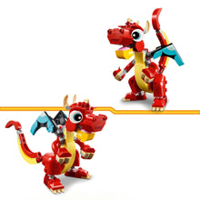 Carica l&#39;immagine nel visualizzatore di Gallery, LEGO Creator 3 in 1 Drago Rosso, Giochi per Bambini e Bambine da 6 Anni Fan degli Animali, Action Figure Ricostruibile in Pesce con Pinne Mobili e Fenice Giocattolo, Idea Regalo di Compleanno 31145