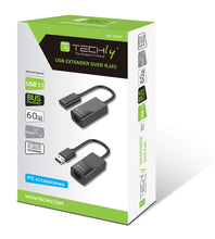 Carica l'immagine nel visualizzatore di Gallery, Techly 103199 Extender USB su Cavo Cat.5E/6 60m Nero