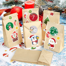 Carica l&#39;immagine nel visualizzatore di Gallery, Calendario dell&#39;Avvento, 25 Sacchetti di Carta Kraft con Adesivi Numerici, Calendario dell&#39;Avvento Fai da Te, Avvento Calendario Avvento da Riempire, Calendario di Natale per Bambino