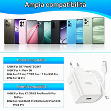 Carica l'immagine nel visualizzatore di Gallery, Caricatore Rapido 120W SUPER VOOC con Cavo USB C 1.5M 8A