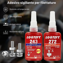 Carica l'immagine nel visualizzatore di Gallery, Frenafiletti Blu &amp; Rosso 2×50 ml – Frenafiletti Medio e Alta Resistenza, Colla Anaerobica per Filettature Metalliche, Da