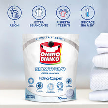 Carica l'immagine nel visualizzatore di Gallery, Omino Bianco Additivo Lavatrice Bianco Vivo Idrocaps, 10 Caps x 4