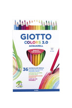 Carica l'immagine nel visualizzatore di Gallery, GIOTTO Colors 3.0, matite colorate acquerellabili, forma triangolare, mina, 3 mm, colori assortiti, 36 pezzi