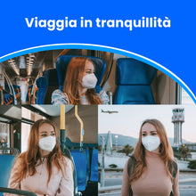 Carica l&#39;immagine nel visualizzatore di Gallery, ADESTE - 50 Mascherine FFP2 Bianche Certificate CE, Filiera controllata, anallergiche, con elastici comodi e resistenti. Sicura: capacità filtrante &gt;99,5%, Buste singole sigillate.