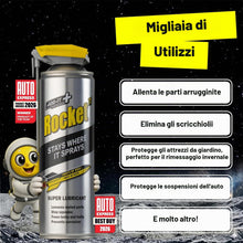 Carica l'immagine nel visualizzatore di Gallery, Spray lubrificante multiuso Rocket TT 300 ml, anticorrosione e antiruggine. Olio penetrante per bulloni, serrature, bici